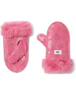 UGG Kids Gloves Water Resistant Sheepskin Love Print Mittens (Toddler/Little Kids)