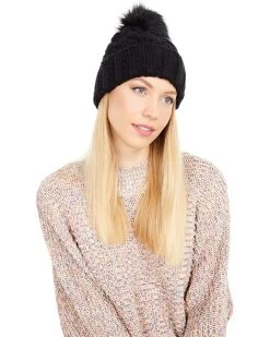 UGG Hats Knit Cable Beanie with Faux Fur Pom
