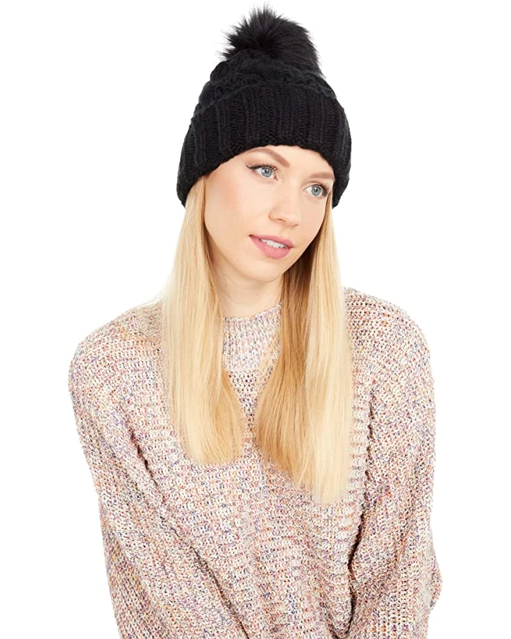 UGG Hats Knit Cable Beanie with Faux Fur Pom 3 UGG Hats Knit Cable Beanie with Faux Fur Pom